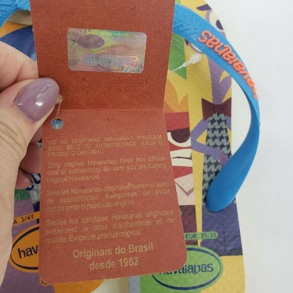 Rare Havaianas Pixar Inside Out Flip Flops Girls 3 US Yellow Blue - Picture 11 of 12